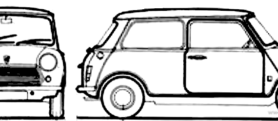 Austin Mini 1000 (1972) - Остин - чертежи, габариты, рисунки автомобиля