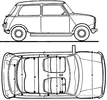 Austin Mini 1000 (1979) - Остин - чертежи, габариты, рисунки автомобиля