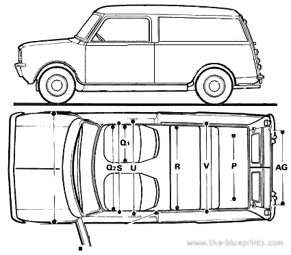 Austin Mini Clubman Estate (1979) - Остин - чертежи, габариты, рисунки автомобиля