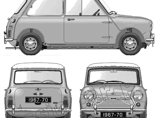 Austin Mini Cooper Mk.2 (1969) - Остин - чертежи, габариты, рисунки автомобиля