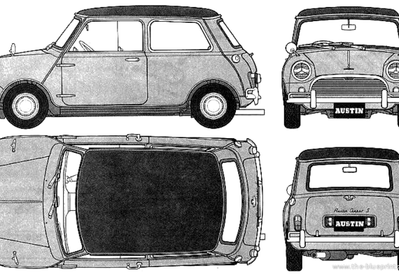 Austin Mini Cooper S 1275 (1964) - Mini - drawings, dimensions, car drawings