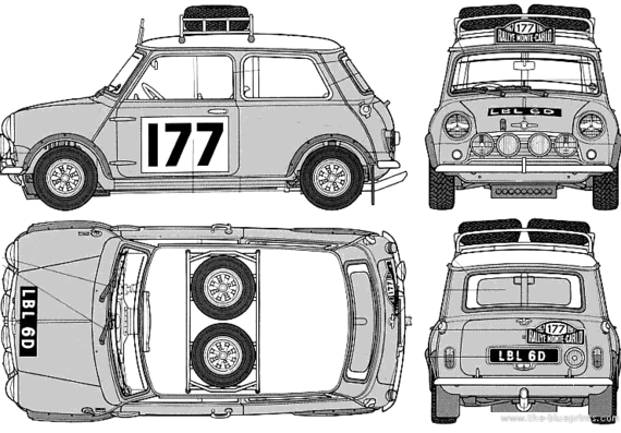 Austin Mini Cooper S 1275 Rally (1965) - Остин - чертежи, габариты, рисунки автомобиля