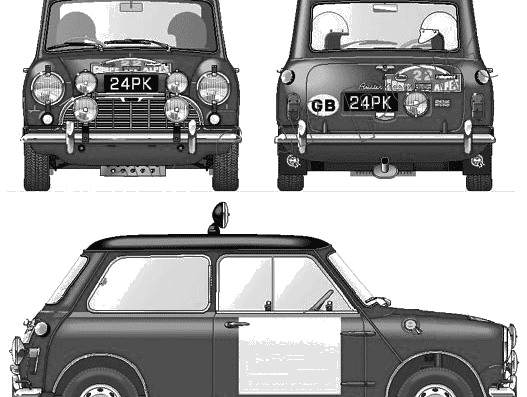 Austin Mini Cooper S (1963) - Остин - чертежи, габариты, рисунки автомобиля
