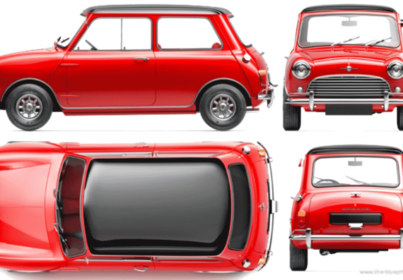 Austin Mini Cooper S (1964) - Остин - чертежи, габариты, рисунки автомобиля