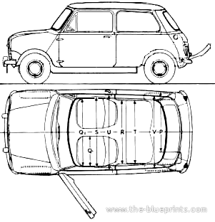Austin Mini Mk.I - Остин - чертежи, габариты, рисунки автомобиля