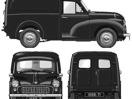 Austin Minor 8cwt Van (1968) - Остин - чертежи, габариты, рисунки автомобиля