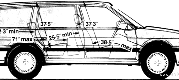Austin Montego 1.6 LEstate (1986) - Остин - чертежи, габариты, рисунки автомобиля
