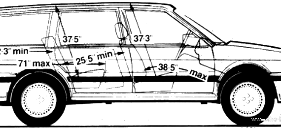 Austin Montego 2.0 VDP Estate (1986) - Остин - чертежи, габариты, рисунки автомобиля