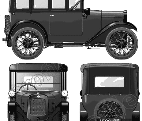 Austin Seven AD Tourer (1927) - Остин - чертежи, габариты, рисунки автомобиля