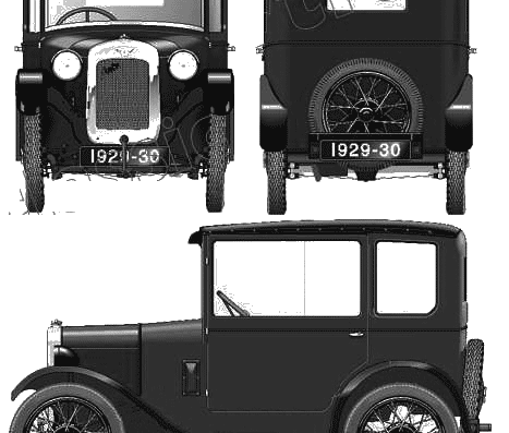 Austin Seven RG Saloon (1929) - Остин - чертежи, габариты, рисунки автомобиля