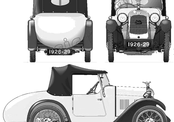 Austin Seven Swallow (1929) - Остин - чертежи, габариты, рисунки автомобиля