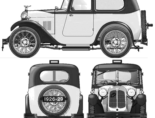 Austin Seven Swallow Saloon (1933) - Austin - drawings, dimensions, pictures of the car