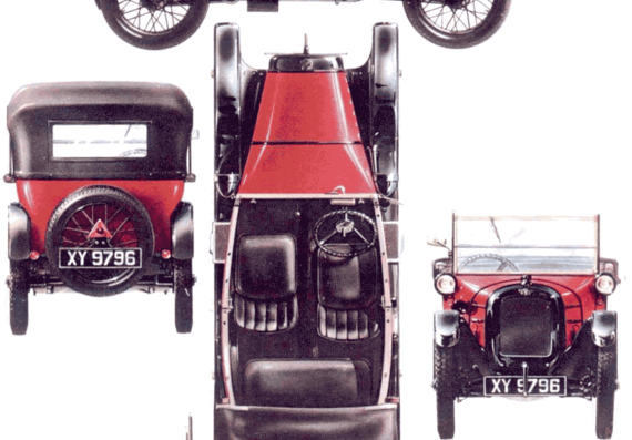Austin Seven Tourer (1925) - Остин - чертежи, габариты, рисунки автомобиля