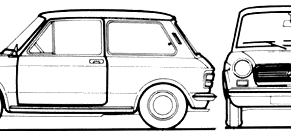 Autobianchi A112 (1978) - Автобиначи - чертежи, габариты, рисунки автомобиля
