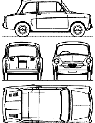 Autobianchi Bianchina Berlina (1963) - Автобиначи - чертежи, габариты, рисунки автомобиля