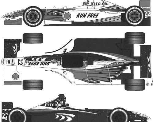 BAR 001 F1 GP (1999) - Разные автомобили - чертежи, габариты, рисунки автомобиля