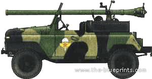 BJ212A + 105mm Type 75 Recoilless Rifle - Разные автомобили - чертежи, габариты, рисунки автомобиля