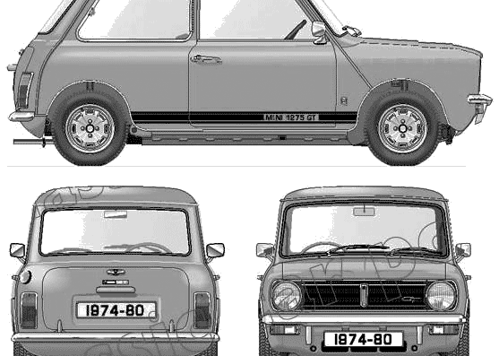 BL Mini 1275 GT (1974) - Разные автомобили - чертежи, габариты, рисунки автомобиля