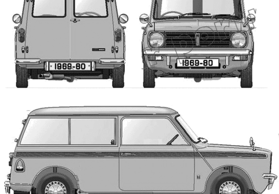BL Mini Clubman Estate (1969) - Разные автомобили - чертежи, габариты, рисунки автомобиля