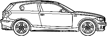 BMW 1-Series 3-Door (E81) - БМВ - чертежи, габариты, рисунки автомобиля