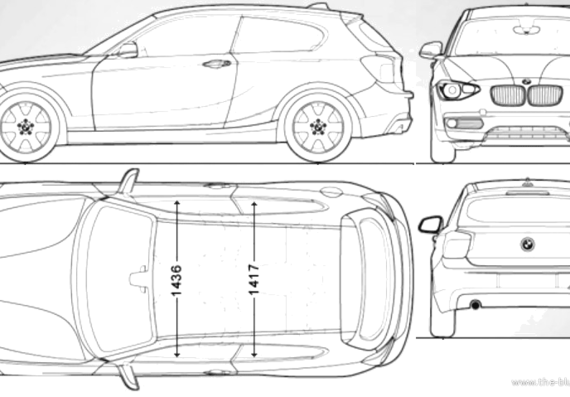 BMW 1-Series 3-Door F21 (2013) - БМВ - чертежи, габариты, рисунки автомобиля