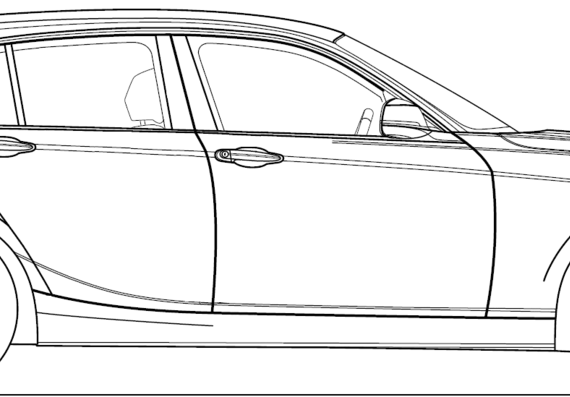 BMW 1-Series 5-Door F20 (2013) - БМВ - чертежи, габариты, рисунки автомобиля