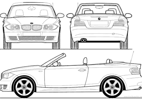 BMW 128i Convertible (2008) - БМВ - чертежи, габариты, рисунки автомобиля