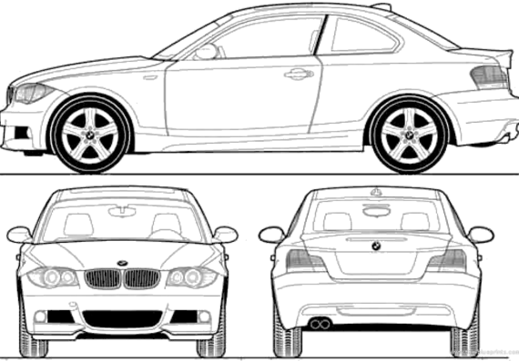 BMW 128i Coupe (2008) - БМВ - чертежи, габариты, рисунки автомобиля