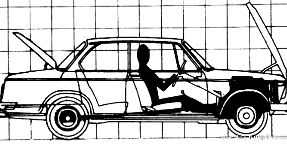BMW 1600 (1969) - БМВ - чертежи, габариты, рисунки автомобиля