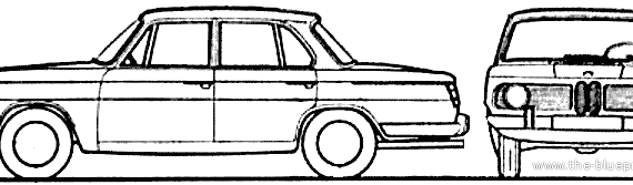 BMW 1800 (1965) - БМВ - чертежи, габариты, рисунки автомобиля