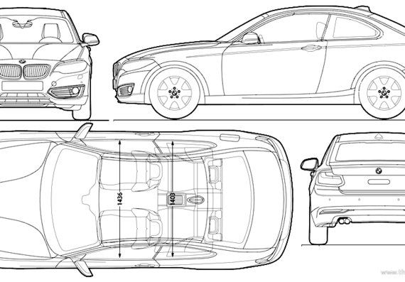BMW 2-Series (2014) - БМВ - чертежи, габариты, рисунки автомобиля