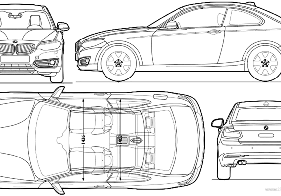 BMW 2-Series Coupe (2013) - БМВ - чертежи, габариты, рисунки автомобиля