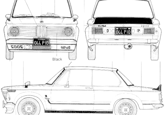 BMW 2002 Turbo - БМВ - чертежи, габариты, рисунки автомобиля