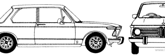 BMW 2002tii (1975) - БМВ - чертежи, габариты, рисунки автомобиля