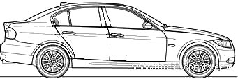 BMW 3-Series 320d (E90) (2009) - БМВ - чертежи, габариты, рисунки автомобиля