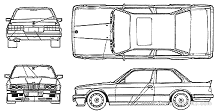 BMW 3-Series 320i Coupe (E30) - БМВ - чертежи, габариты, рисунки автомобиля