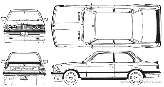 BMW 3-Series 320i (E21) - БМВ - чертежи, габариты, рисунки автомобиля