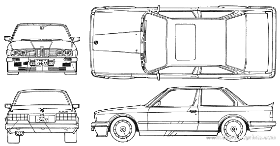 BMW 3-Series 325i Coupe (E30) - БМВ - чертежи, габариты, рисунки автомобиля