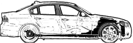 BMW 3-Series 335i (E90) (2007) - БМВ - чертежи, габариты, рисунки автомобиля