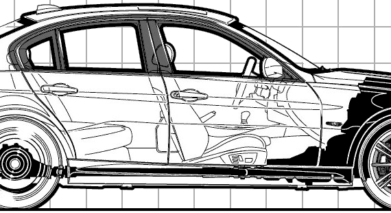 BMW 3-Series 335i (E90) (2010) - БМВ - чертежи, габариты, рисунки автомобиля