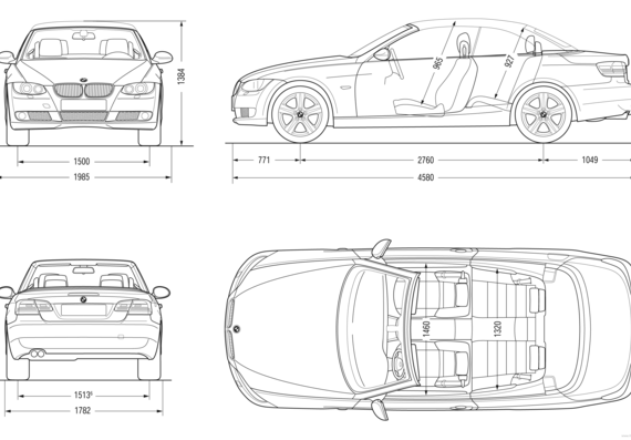BMW 3-Series Convertible (E93) (2007) - BMW - drawings, dimensions, pictures of the car