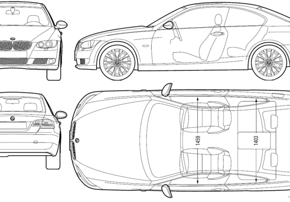 BMW 3-Series Coupe (E92) (2006) - БМВ - чертежи, габариты, рисунки автомобиля