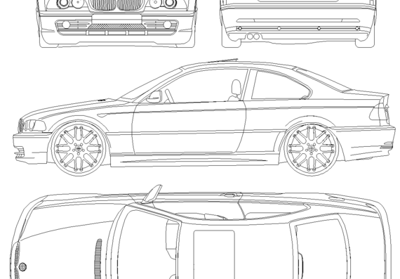 BMW 3-Series Coupe with CSL Rims (E46) (2001) - БМВ - чертежи, габариты, рисунки автомобиля