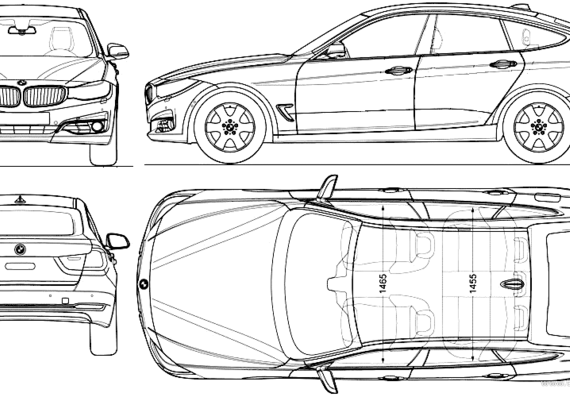 BMW 3-Series Gran Turismo (2013) - БМВ - чертежи, габариты, рисунки автомобиля