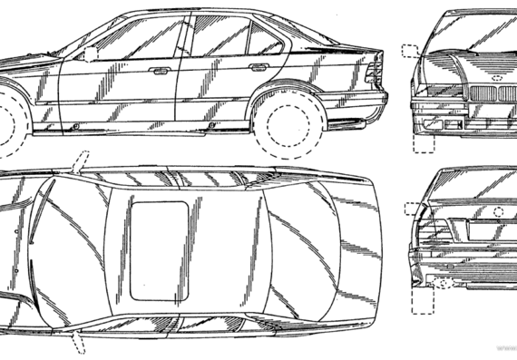 BMW 3-Series Sedan (E36) - БМВ - чертежи, габариты, рисунки автомобиля