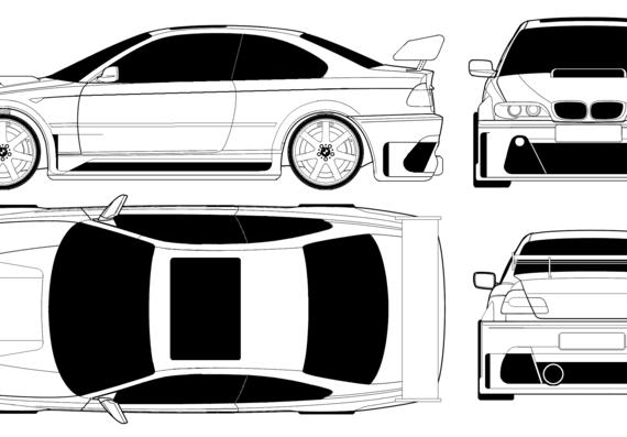 BMW 3-series Coupe (E46) Tuned - БМВ - чертежи, габариты, рисунки автомобиля