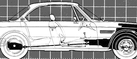 BMW 3.0CS (1971) - БМВ - чертежи, габариты, рисунки автомобиля