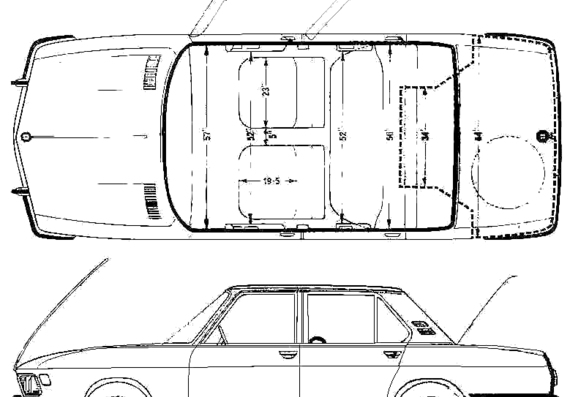 BMW 3.0S (1971) - БМВ - чертежи, габариты, рисунки автомобиля