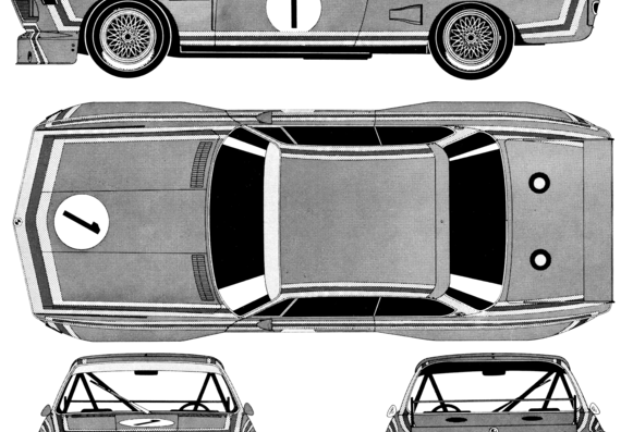 BMW 3.0 CSL (1973) - БМВ - чертежи, габариты, рисунки автомобиля