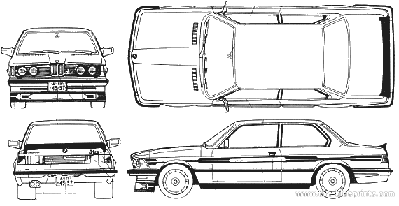 BMW 323 Alpina (E21) - БМВ - чертежи, габариты, рисунки автомобиля